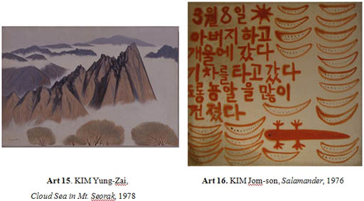. KIM Yung-Zai, Cloud Sea in Mt. Seorak,1978/ KIM Jom-son, Salamander, 1976