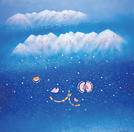 이성자, <지구 반대편으로 가는 길 1월 4, 90>(1990), 캔버스에 아크릴릭, 150×150cm