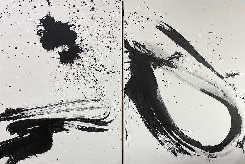 13.선상에서 1,2 97x130cm 2점 (캔버스에 혼합먹) 2019..jpg