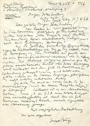 Joseph Beuys가 백남준에게 보낸 편지, 1967년