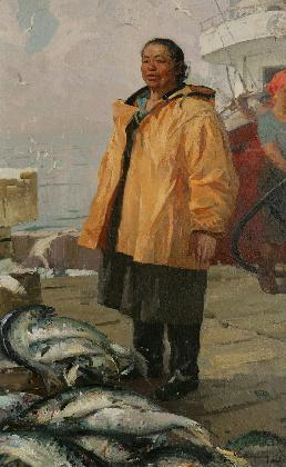 Pen Varlen, <Portrait of A.S. Hanshura, the fisherman and socialist heroine in labor>, 1969