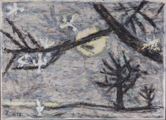 李仲燮,《树与月与白鸟》，1956, Museum SAN馆藏
