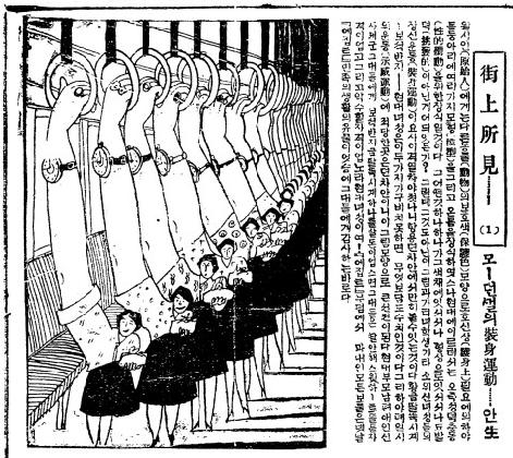 安碩柱、<街上所見 1:モダンガールの装身運動>、『朝鮮日報』、1928.2.5.