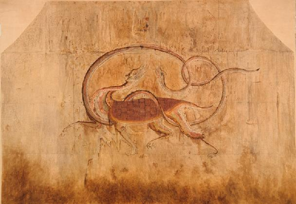 <강서대묘 현무 모사도>, 고구려 6세기 말-7세기 전반(1930년 모사),  종이에 채색, 218× 311cm, 국립중앙박물관 소장