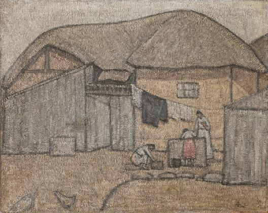 박수근, ‹집›, 1953, 종이에 유채, 80.3x100cm, 서울미술관