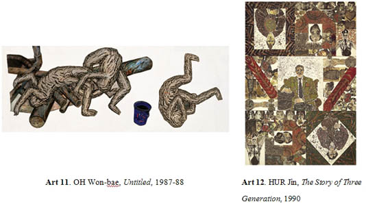 OH Won-bae, Untitled, 1987-88/ HUR Jin, The Story of Three Generation, 1990
