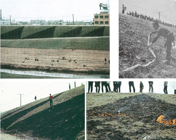 김구림.jpg 현상에서 흔적으로- 불과 잔디에 의한 이벤트, 1970. 4. 11. 한강 살곶다리 부근