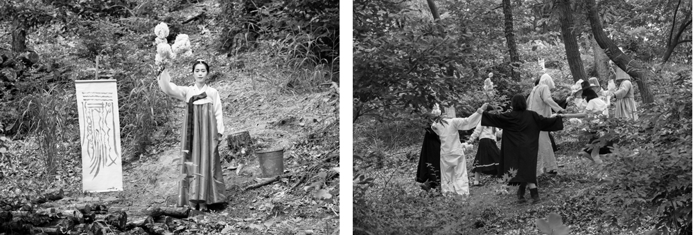 박찬경, <시민의 숲>(2016), 3채널 비디오, 흑백, 사운드, 26분 6초, 국립현대미술관 소장 박찬경, <시민의 숲>(2016), 3채널 비디오, 흑백, 사운드, 26분 6초, 국립현대미술관 소장