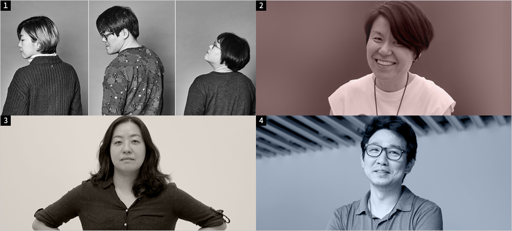 1. 옥인 콜렉티브(왼쪽부터 김화용, 진시우, 이정민) 2. 정은영 3. 구민자 4. 정재호 1. 옥인 콜렉티브(왼쪽부터 김화용, 진시우, 이정민) 2. 정은영 3. 구민자 4. 정재호