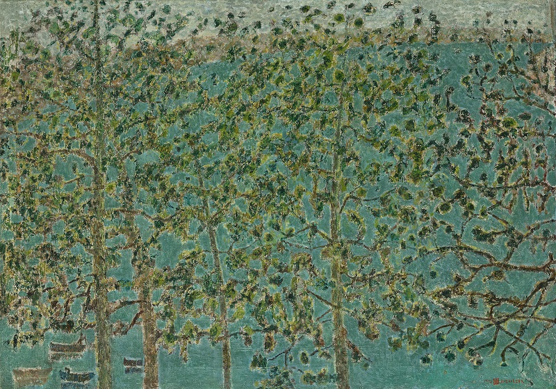 3.1. 최재덕, 한강의 포플라 나무, 1940년대, 캔버스에 유채, 65×91cm, 개인 소장.jpg 미술이 문학을 만났을 때 전시 이미지
