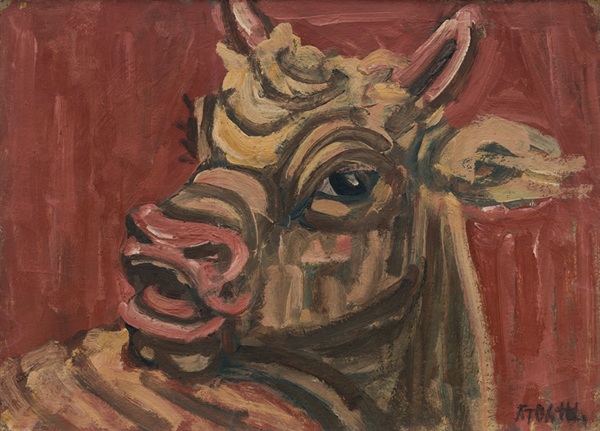 LEE Jungseop, Bull, 1950s, Oil paint on paper, 26.5×36.7cm, MMCA Lee Kun-hee Collection