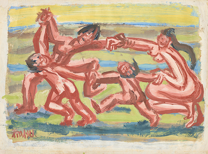 이중섭, ‹춤추는 가족›(1950년대 전반)
종이에 유채, 22×29.7cm. 국립현대미술관 이건희컬렉션. 이중섭, ‹춤추는 가족›(1950년대 전반)
종이에 유채, 22×29.7cm. 국립현대미술관 이건희컬렉션.