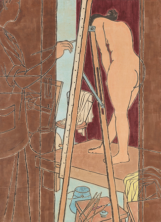 권영우, ‹화실별견› (1956) 종이에 먹, 색, 154 × 113cm, 국립현대미술관 소장