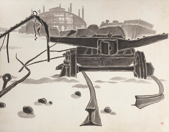 권영우, ‹폭격이 있은 후› (1957) 종이에 먹, 146 × 183cm, 국립현대미술관 소장