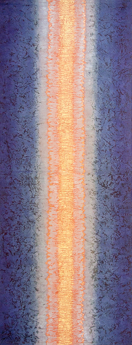 방혜자 ‹빛에서 빛으로› (2012) 닥지에 천연 안료 328x129.5cm, 방혜자 재단