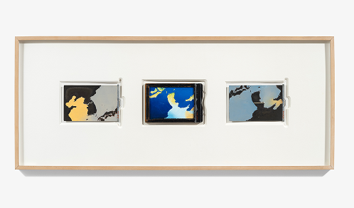김차섭, ‹바른 방향(삼부작)› (1988) 뷰카메라 필름 홀더에 유화 물감, 48x119cm, 유족 소장, 갤러리현대 제공