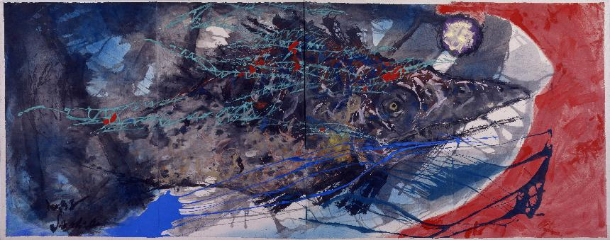 Sa Sukwon, <A mandarin fish in the blue net>, 1992