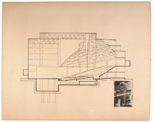 발터 그로피우스, <총체 극장(에르빈 피스카토어를 위한 프로젝트)>, 1926-27, 쾰른대학교 극장콜렉션