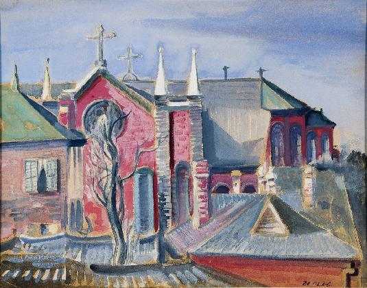 LEE Insung, 〈Gyesan–dong Cathedral〉, 1930s, Watercolor on Paper