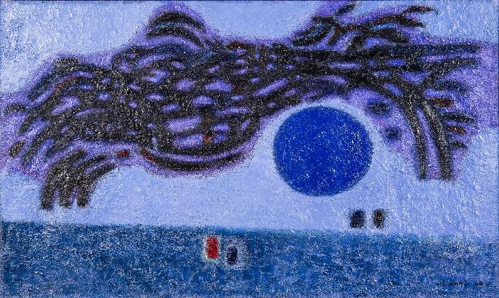 KIM Whanki, 〈Mountain and the Moon〉, 1960, Oil on Canvas