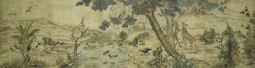 Chae Yongshin, Ten Symbols of Longevity, 1920s, Ink and color on silk, 80x310cm, MMCA Collection