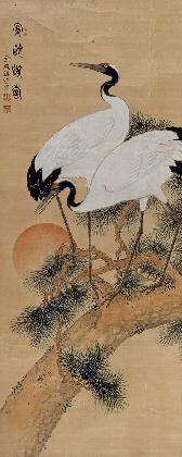 Kim Eunho, Cranes and Pine Tree, 1920, Ink and color on silk, 121x48.5cm, MMCA Collection