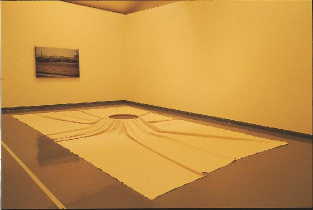 김구림, 〈매개항〉, 1971(2001재현), 천, 물, 100×500×30㎝