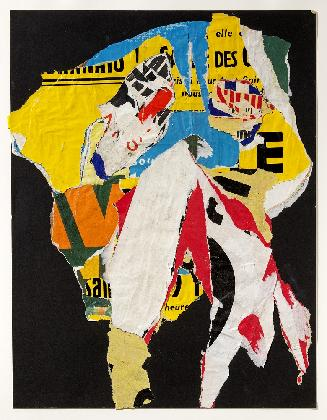 〈Untitled(Décollage)〉,1964,Torn poster parts mounted on carton,64x49.1cm,Museum Jorn Collection