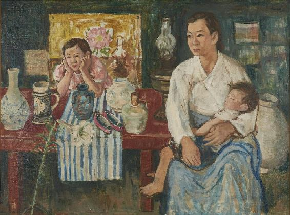 Lim Gunhong, Family, 1950, oil on canvas, 94×126cm, Courtesy of the Artist’s Family