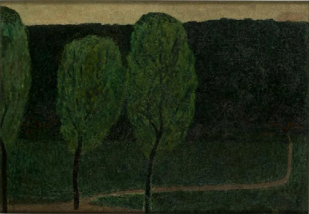 Choi Jaedeok, Poplar Trees along the Han River, oil on canvas, 46 x 66 cm, private collection