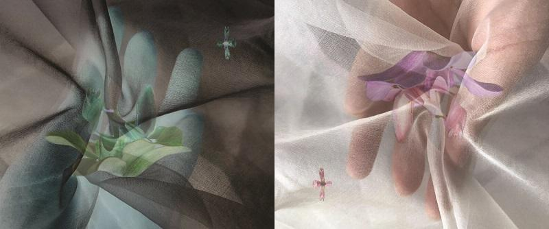 Weixin Quek Chong, ghost mantis mesh, 2019, print on fabric, dimensions variable