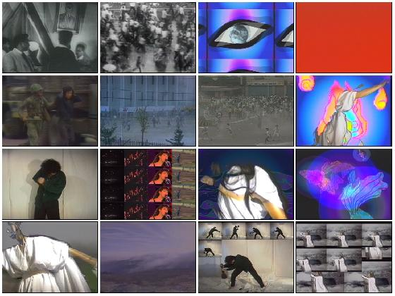 오경화, <하늘 땅 사람들>, 1990, TV 16대, 비디오 & 컴퓨터 그래픽, 컬러, 사운드, 27분 4초, 작가 소장