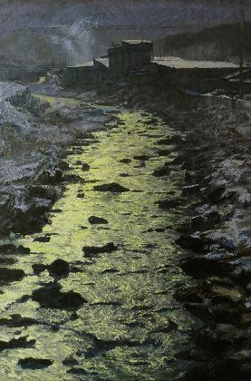 〈Sunset at Tancheon (Coal Stream)〉, 2008, Oil on canvas, 193.5×130cm. Private collection