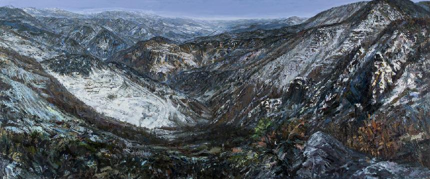 Hwang Jai Hyoung,〈Baekdu Mountains〉, 1993-2004, Oil on canvas, 206.5×496cm. Courtesy of the artist