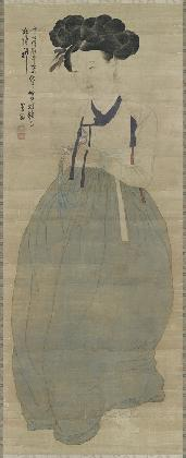 혜원 신윤복, <미인도>(복제본), 18세기 후반, 비단에 채색, 114×45.5cm, 간송미술관 소장 ⓒ간송미술문화재단