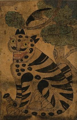 <까치호랑이>, 조선 후기, 종이에 채색, 93×60cm, 가나문화재단 소장