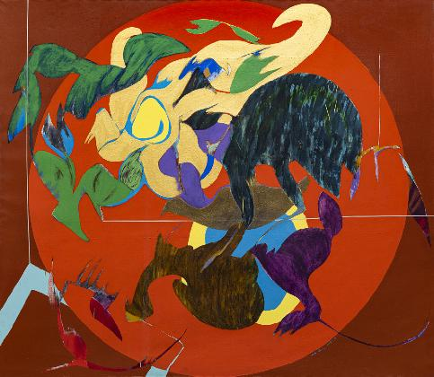 최욱경, <줄타기>, 1977, 캔버스에 아크릴릭, 225×195㎝, 리움미술관 소장