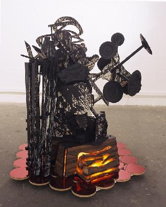 김나영, 그레고리 마스, 신경쇠약 미키 마우스, 2007, 목재, 모형 벽난로, 플라스틱, 금속