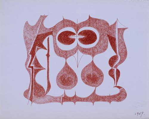 ‹Untitled›, 1969, pen on paper, 24x30cm, ChangwonCity Masan Moonshin Art Museum