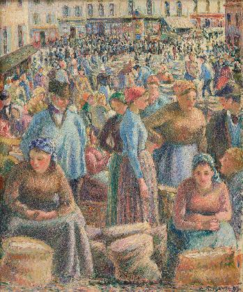 Camille Pissarro, ‹The Cereal Market in Pontoise›, 1893, oil on canvas, 46.5×39cm