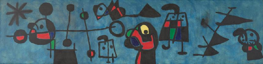 Joan Miró, ‹Painting›, 1953, oil on canvas, 96×376cm ⓒSuccessióMiró/ADAGP, Paris - SACK, Seoul, 2022