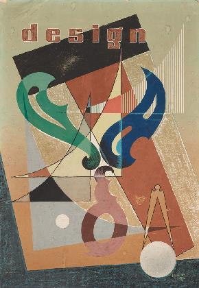 한홍택, ‹디자인›, 1958, 종이에 포스터물감, 76×52cm. 국립현대미술관 소장.