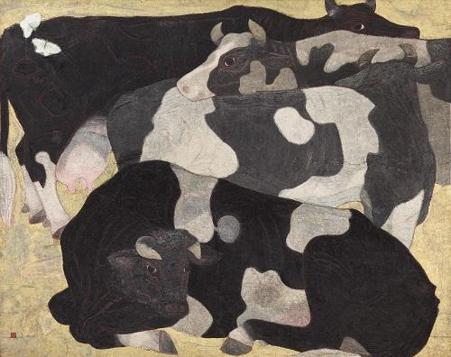 박생광, ‹소떼›, 1976, 패널에 혼합재료, 182X226.8cm, MMCA 이건희컬렉션