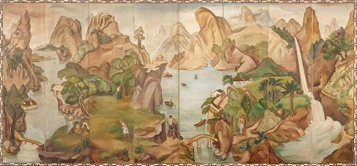 백남순, ‹낙원› 1936년경, 캔버스에 유채; 8폭 병풍, 173×372cm, MMCA 이건희컬렉션
