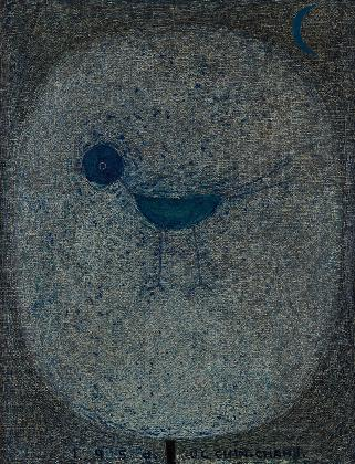 ‹까치›, 1958, 캔버스에 유화 물감, 40 × 31cm, 국립현대미술관