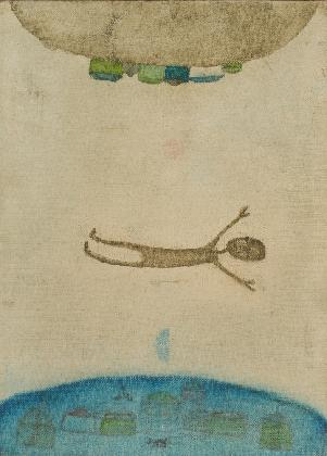 ‹마을과 아이›, 1976, 캔버스에 유화 물감, 33.2 × 24.2cm, 개인소장