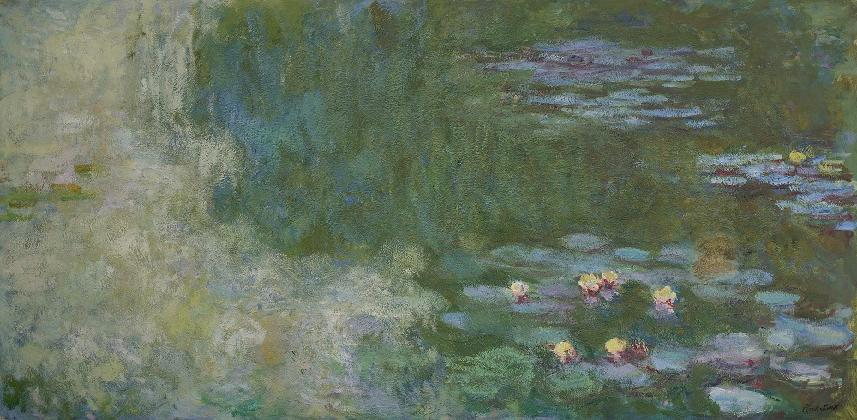 클로드 모네, ‹수련이 있는 연못›, 1917-1920, 캔버스에 유화 물감, 100x200.5㎝