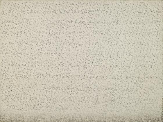 박서보(1931-2023), ‹묘법 No.43-78-79-81›, 1981, 면에 유화 물감, 흑연, 193.5×259.5cm.