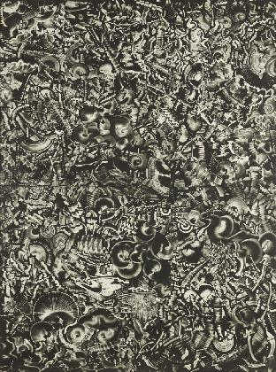 이치하라 아리노리, ‹GYM›, 1985, 종이에 모노타이프, 160 × 120 cm