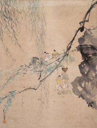 이인성, ‹무제›, 1930–1940년대, 종이에 먹, 색, 47×36cm, 갤러리 해조음.